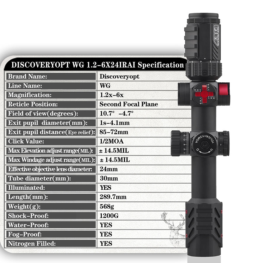 Discovery WG 1.2-6X24 IRAI Short range Tactical Riflescopes