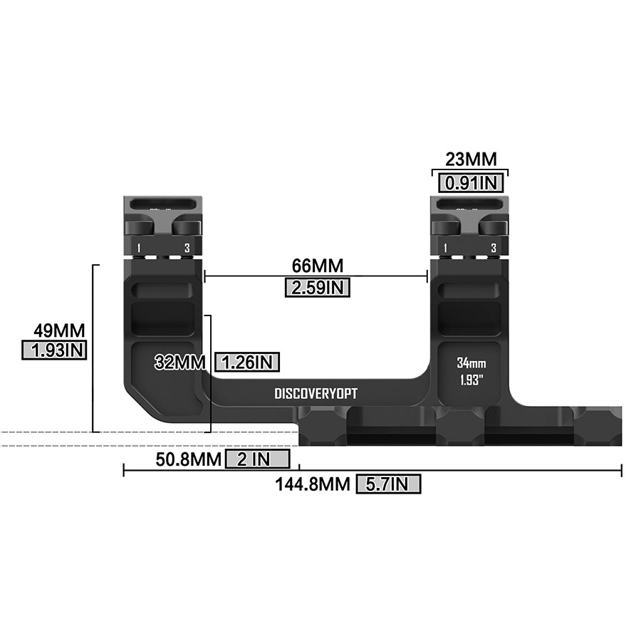 DISCOVERYOPT Rigid Precision Scope Mount,0 MOA Scope Mount, 30mm or 34mm Cantilever Mount, 1.93inch or 1.5inch Scope Mount, Picatinny Scope Mount Lightweight Rifle Scope Mount