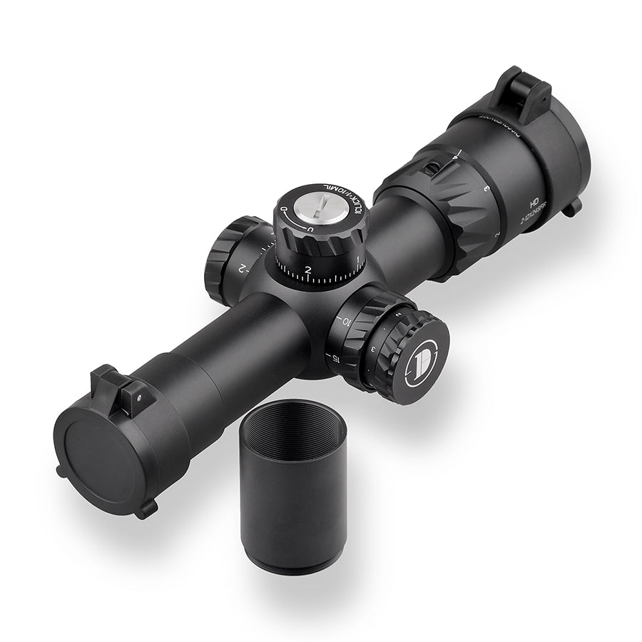 Discoveryopt HD 2-12X24SFIR First Focal Plane, Six Level Red Illuminated Reticle, Riflescope for Hunting with 30mm Tube