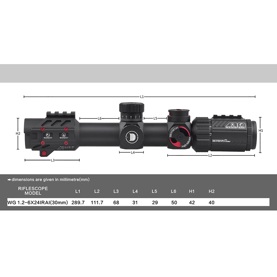 Discovery WG 1.2-6X24 IRAI Short range Tactical Riflescopes Illuminated 30mm Tube