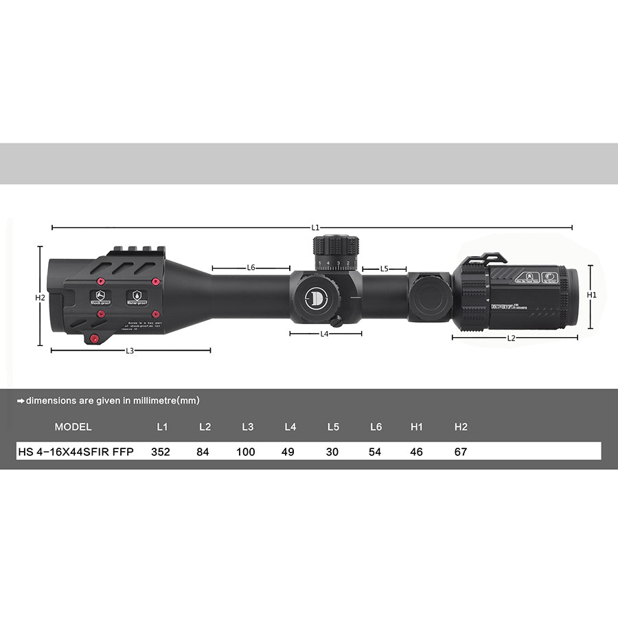 Discoveryopt Rifle Scopes First Focal Plane HS 4-16X44SFIR Tactical Hunting Scope