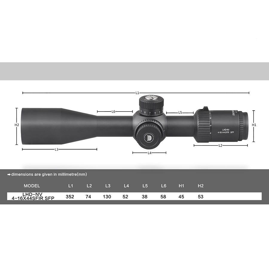 LHD 4-16x44mm 30mm Tube Second Focal Plane Rifle Scope, Color: Black, Tube Diameter: 30 mm — Free Shipping