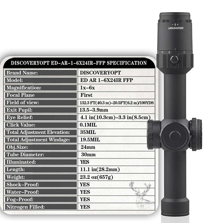 Discoveryopt ED 1-6 Riflescope First Focal Plane AK 47 AR 15 Imported High Definition Glass