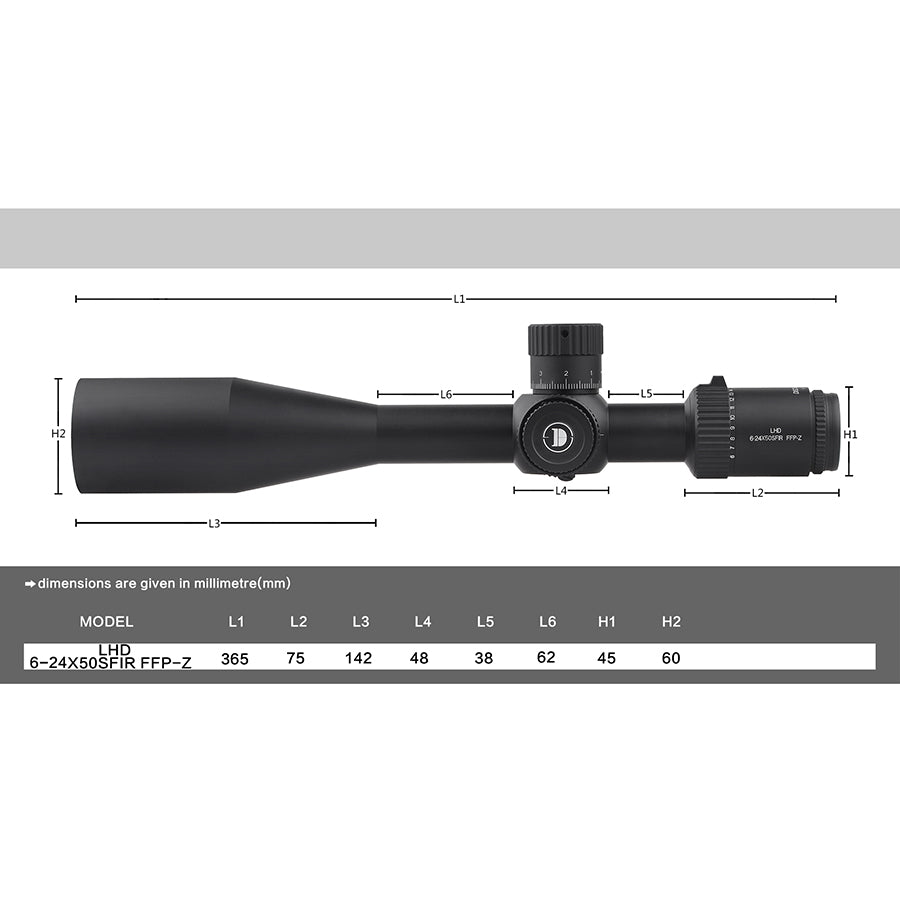 Discoveryopt 6-24x50mm 30mm Tube First Focal Plane Rifle Scope, Color: Black