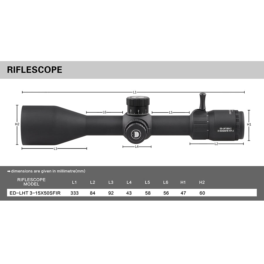 DISCOVERYOPT Optics ED GEN II 3-15x50SFIR Rifle Scope FFP 0.1 MRAD Illuminated Reticle 30mm Tube