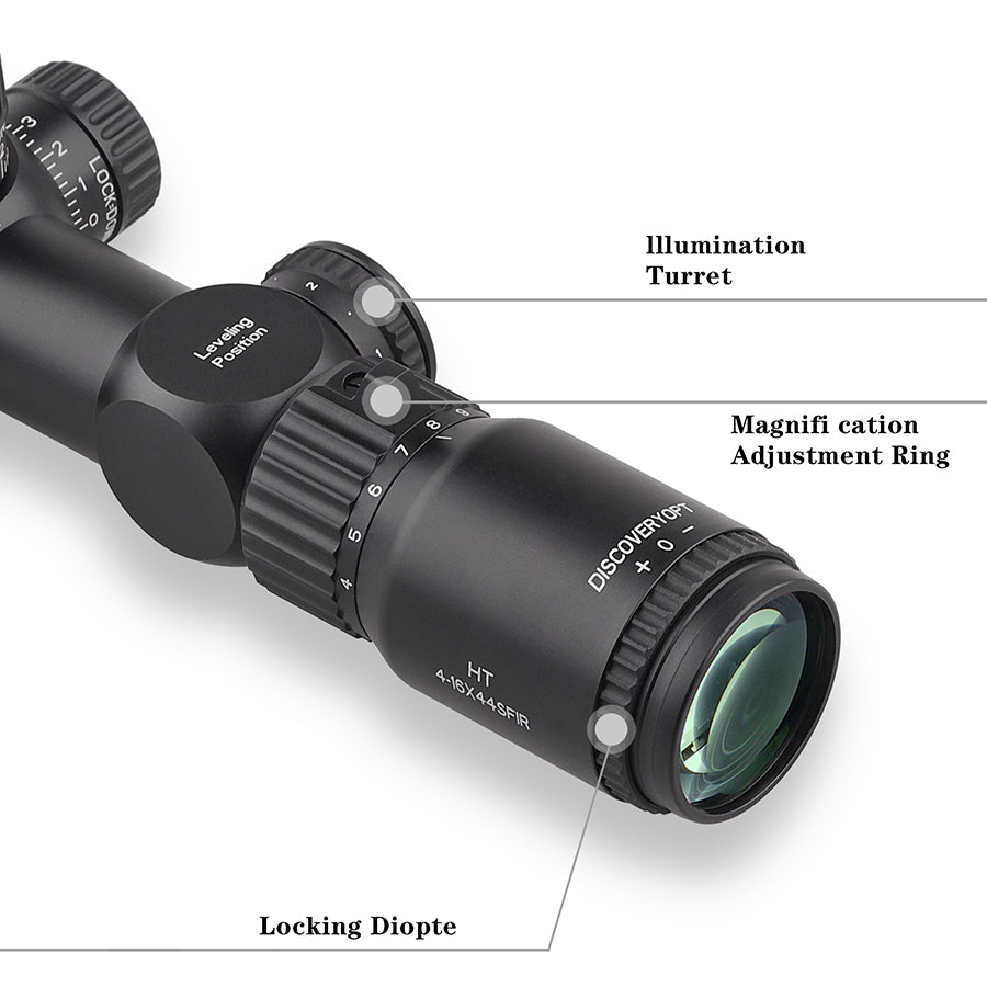 HT 4-16X44SFIR FFP 30mm Tube First Focal Plane Rifle Scope, Color: Black, Tube Diameter: 30