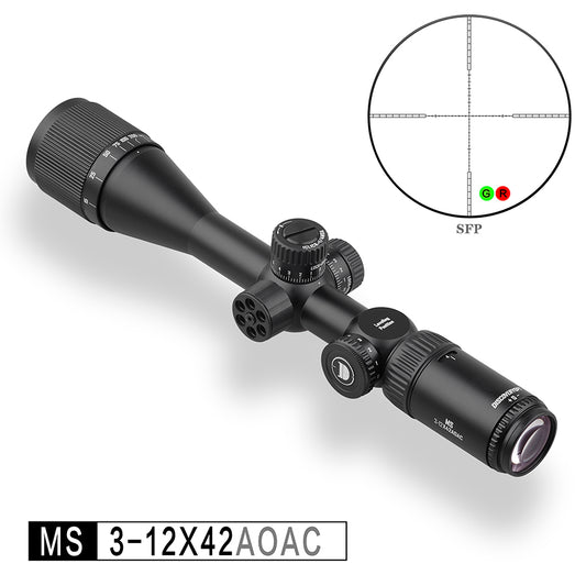 Discoveryopt 3-12x42 mm 1in Tube Second Focal Plane (SFP) Rifle Scope, Color: Black, Tube Diameter: 1 in