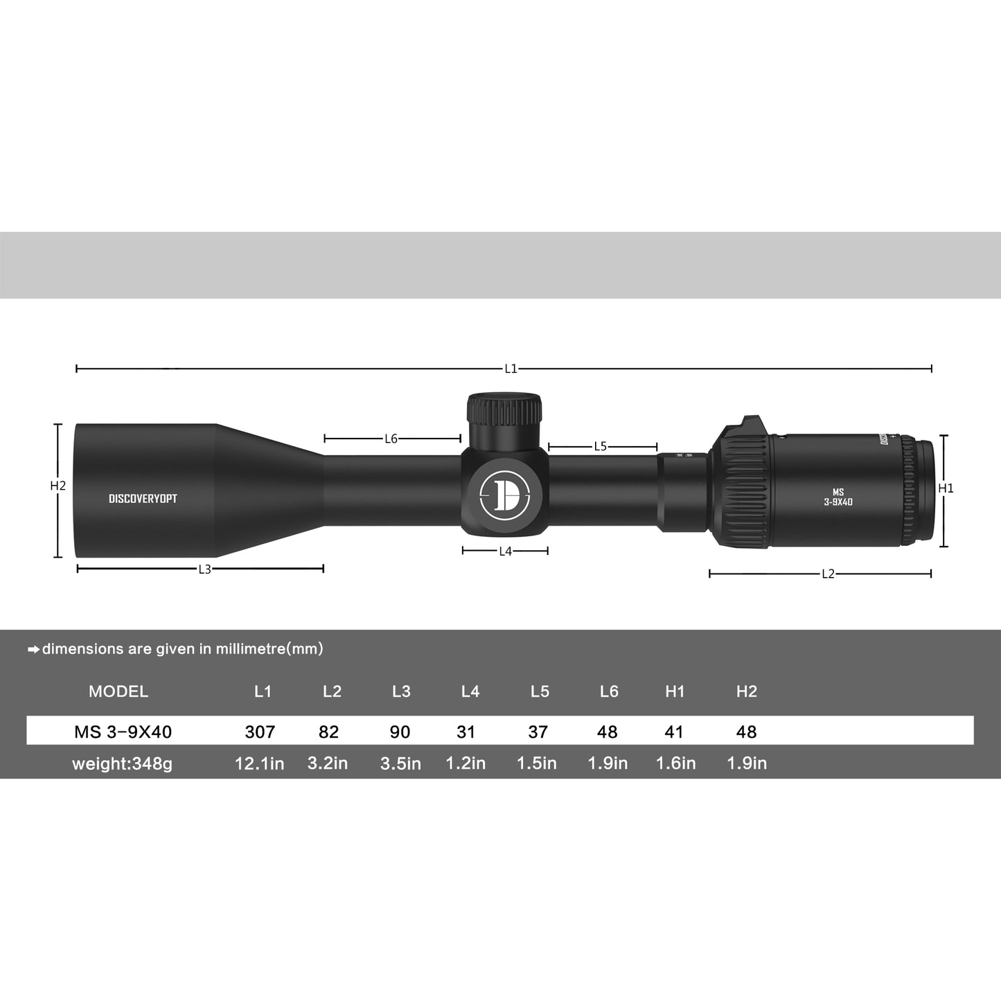 Discovery 3-9x40mm Rifle Scope Second Focal Plane Color: Black, Tube: 1 in