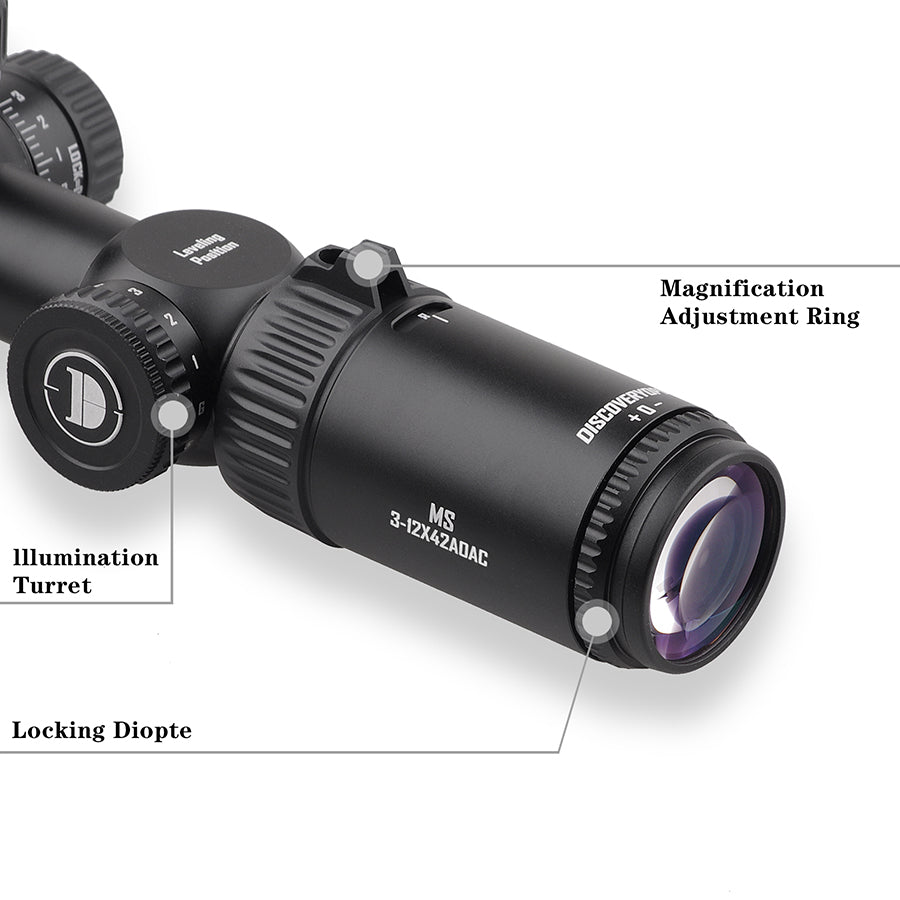 Discoveryopt 3-12x42 mm 1in Tube Second Focal Plane (SFP) Rifle Scope, Color: Black, Tube Diameter: 1 in