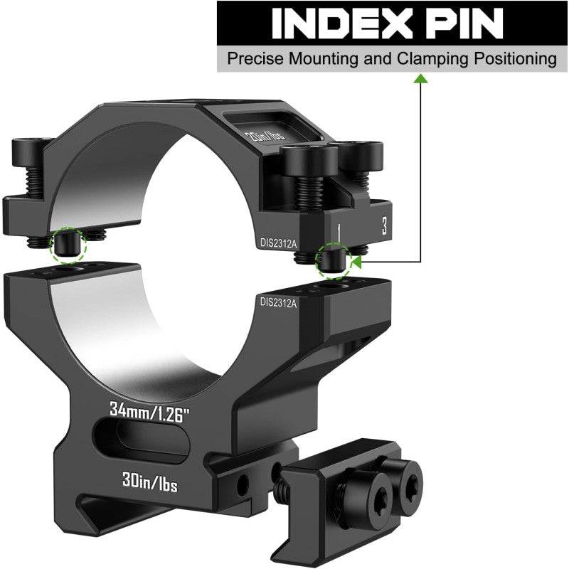 7075 Series Aluminum Scope Rings - Medium Profile 34mm Scope Mount for Picatinny Rail - DiscoveryOpt Rifle Scopes-UK - 