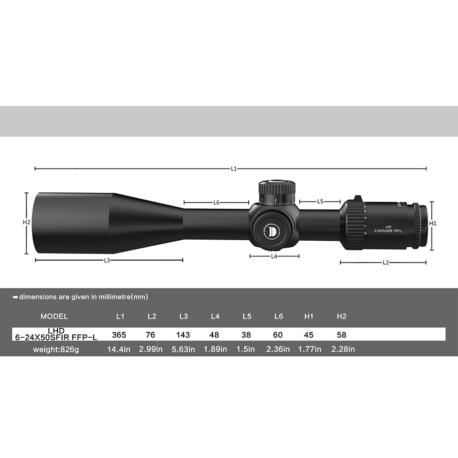 DISCOVERYOPT LHD 6-24X50SFIR FFP-L locking turrets MOA reticle optics Scopes