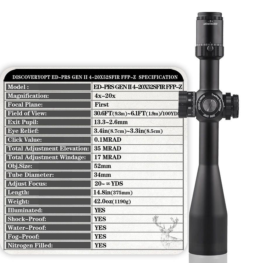 ED-PRS GEN2 4-20X52SFIR FFP-Z-MRAD Diameter:34MM Optics Scope