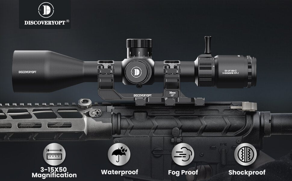 DISCOVERYOPT Optics ED GEN II 3-15x50SFIR Rifle Scope FFP 0.1 MRAD Illuminated Reticle 30mm Tube