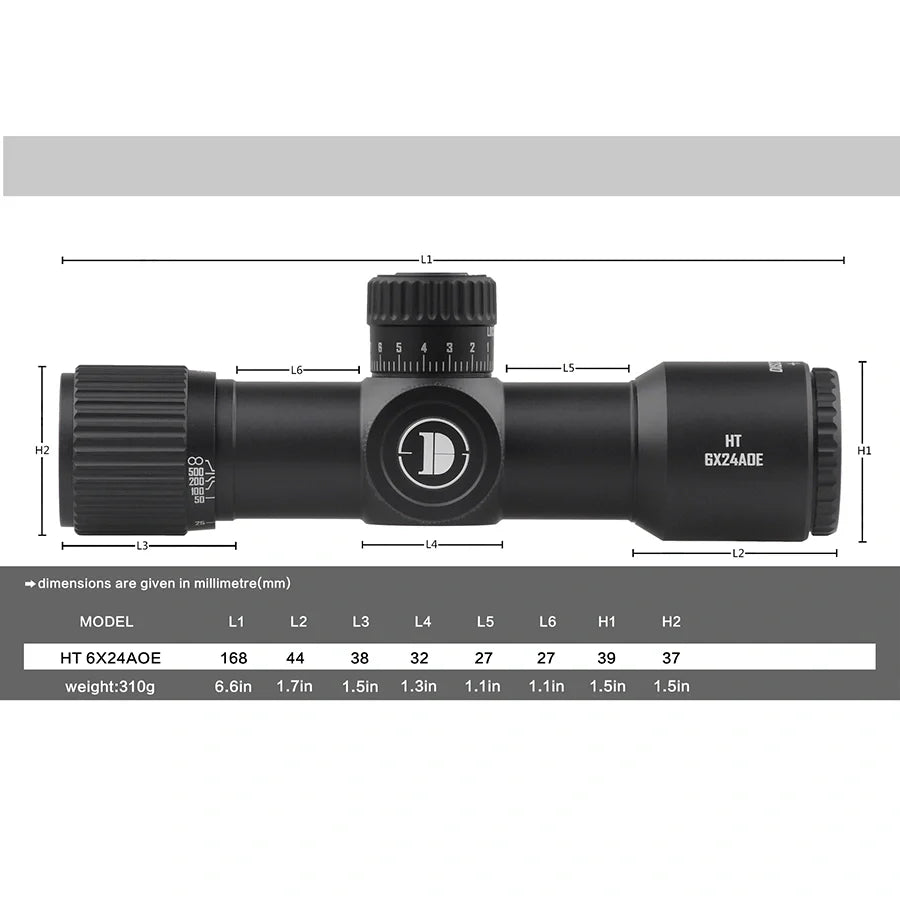 HT 6X24AOE-SFP-MOA Tube Diameter:30MM Short Optics Scope