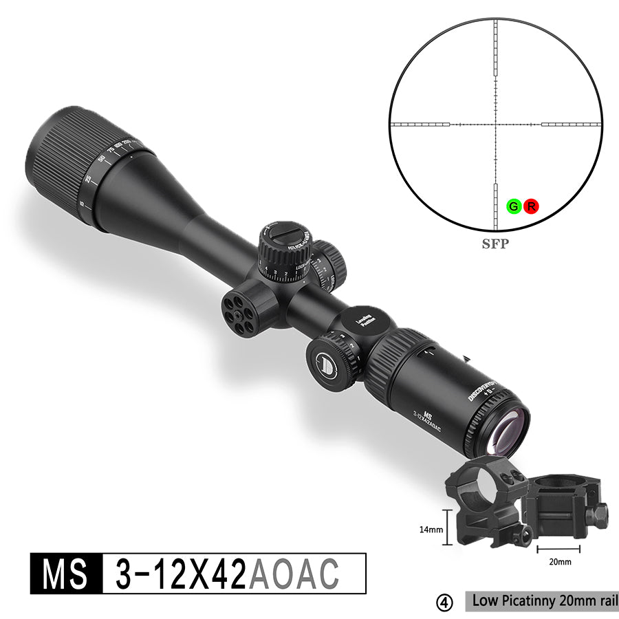 Discoveryopt 3-12x42 mm 1in Tube Second Focal Plane (SFP) Rifle Scope, Color: Black, Tube Diameter: 1 in