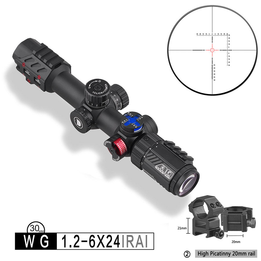 Discovery WG 1.2-6X24 IRAI Short range Tactical Riflescopes Illuminated 30mm Tube