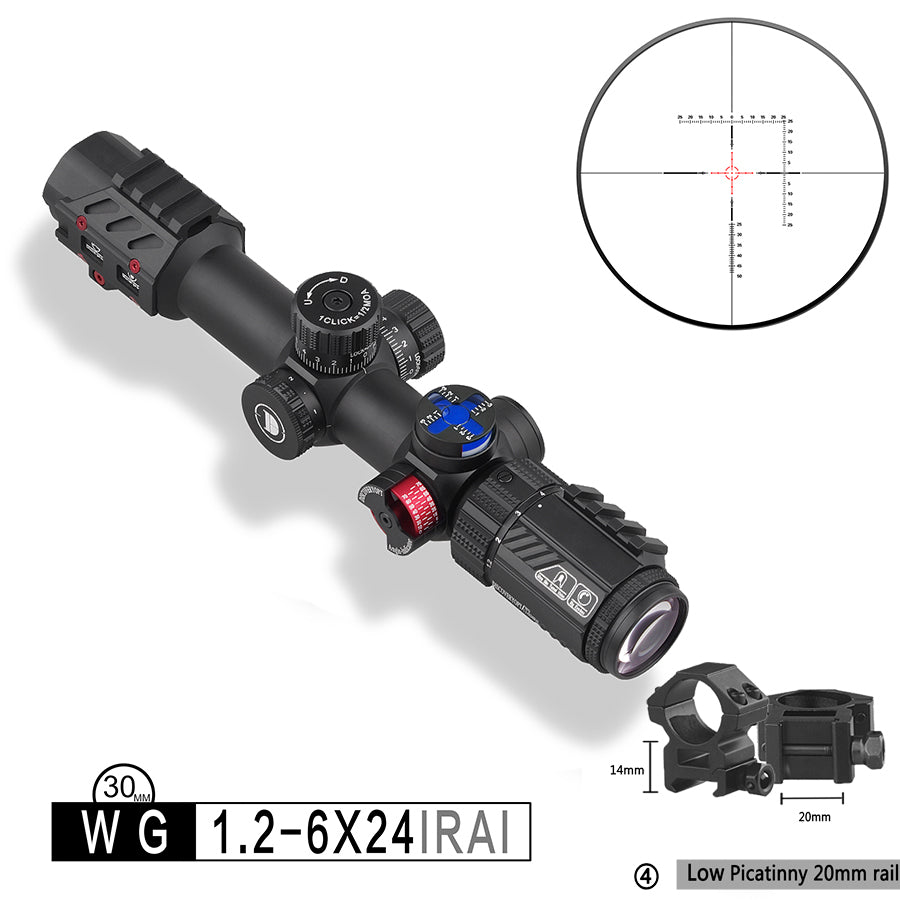 Discovery WG 1.2-6X24 IRAI Short range Tactical Riflescopes Illuminated 30mm Tube