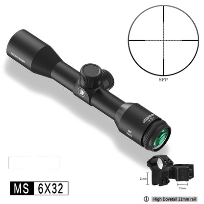 Classic Fixed Magnification MS 6x32mm Rifle Scope, 1 inch Tube, Color: Black, Tube Diameter: 1 in, Free Shipping