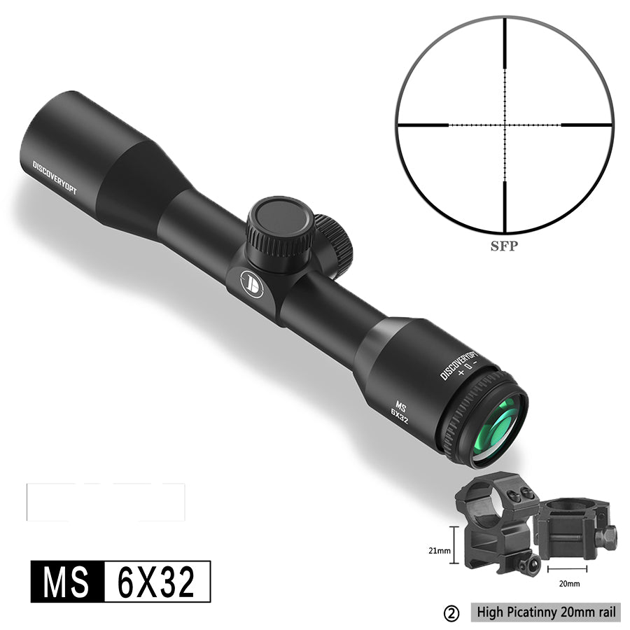 Classic Fixed Magnification MS 6x32mm Rifle Scope, 1 inch Tube, Color: Black, Tube Diameter: 1 in, Free Shipping