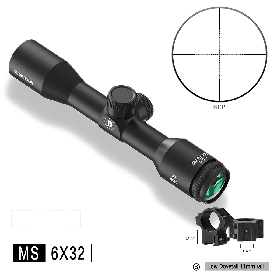 Classic Fixed Magnification MS 6x32mm Rifle Scope, 1 inch Tube, Color: Black, Tube Diameter: 1 in, Free Shipping