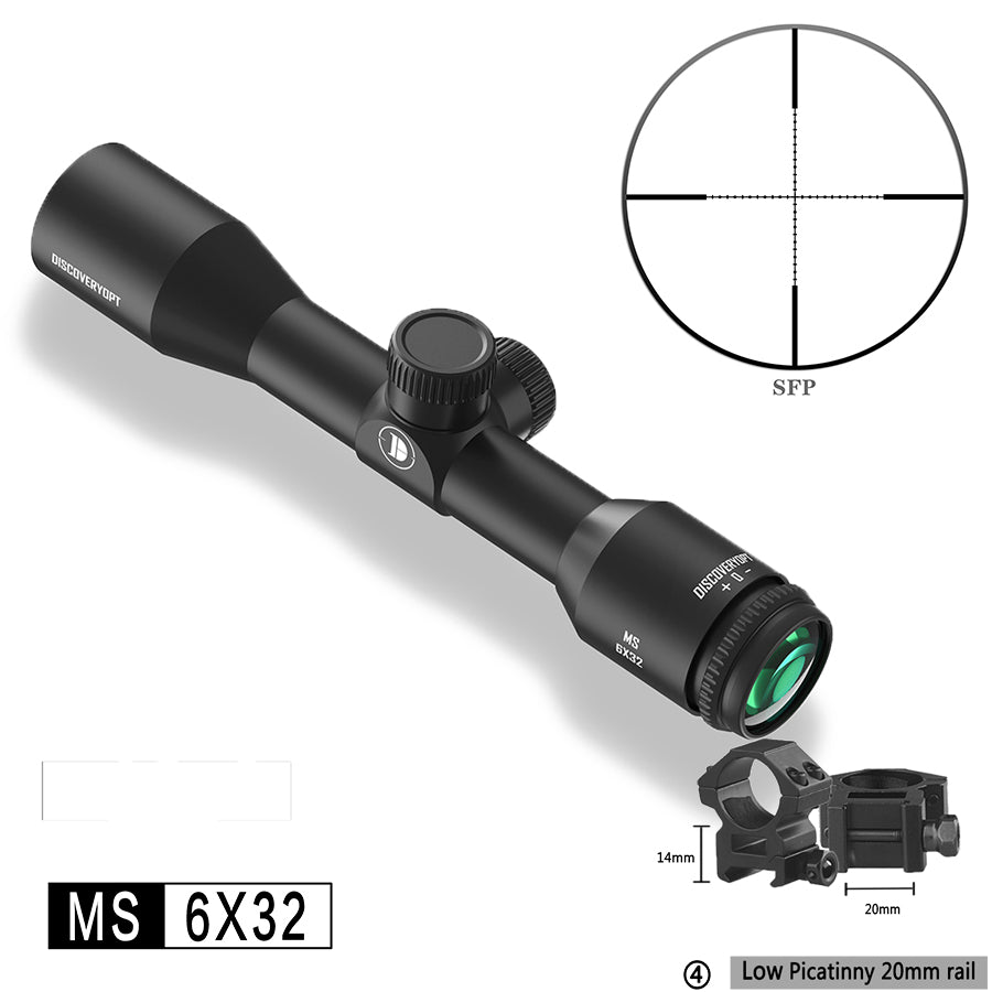 Classic Fixed Magnification MS 6x32mm Rifle Scope, 1 inch Tube, Color: Black, Tube Diameter: 1 in, Free Shipping