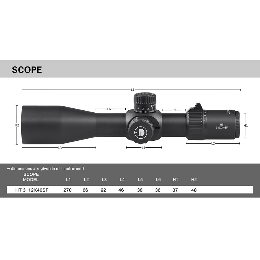 Discovery 2022 New riflescope HT 3-12X40SF FFP with Large Field Of View Angle hunting scope