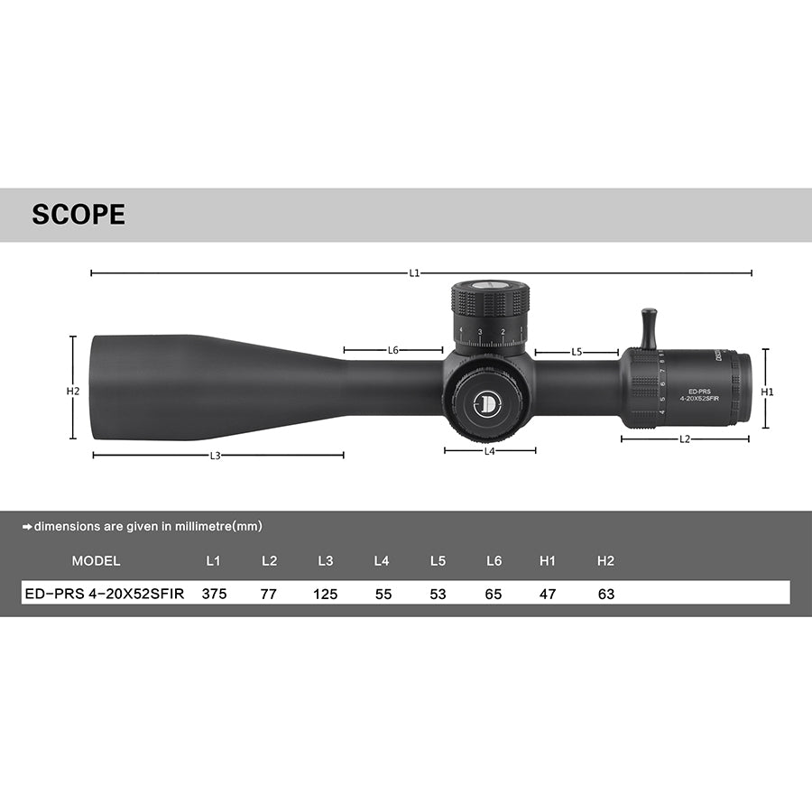 ED 4-20x52 Rifle Scope, 34 mm Tube, First Focal Plane, Color: Black / Free Shipping