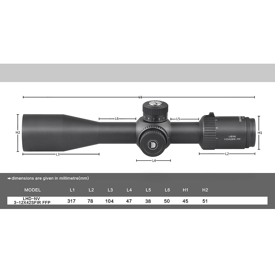 Discovery riflescope Optics new scope sight LHD 3-12X42SFIR FFP for hunting