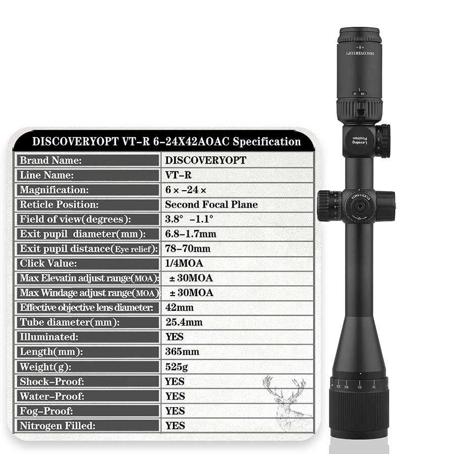 Outdoor sports Discovery VT-R 6-24X42AOAC Optics sight Tactical for Hunting