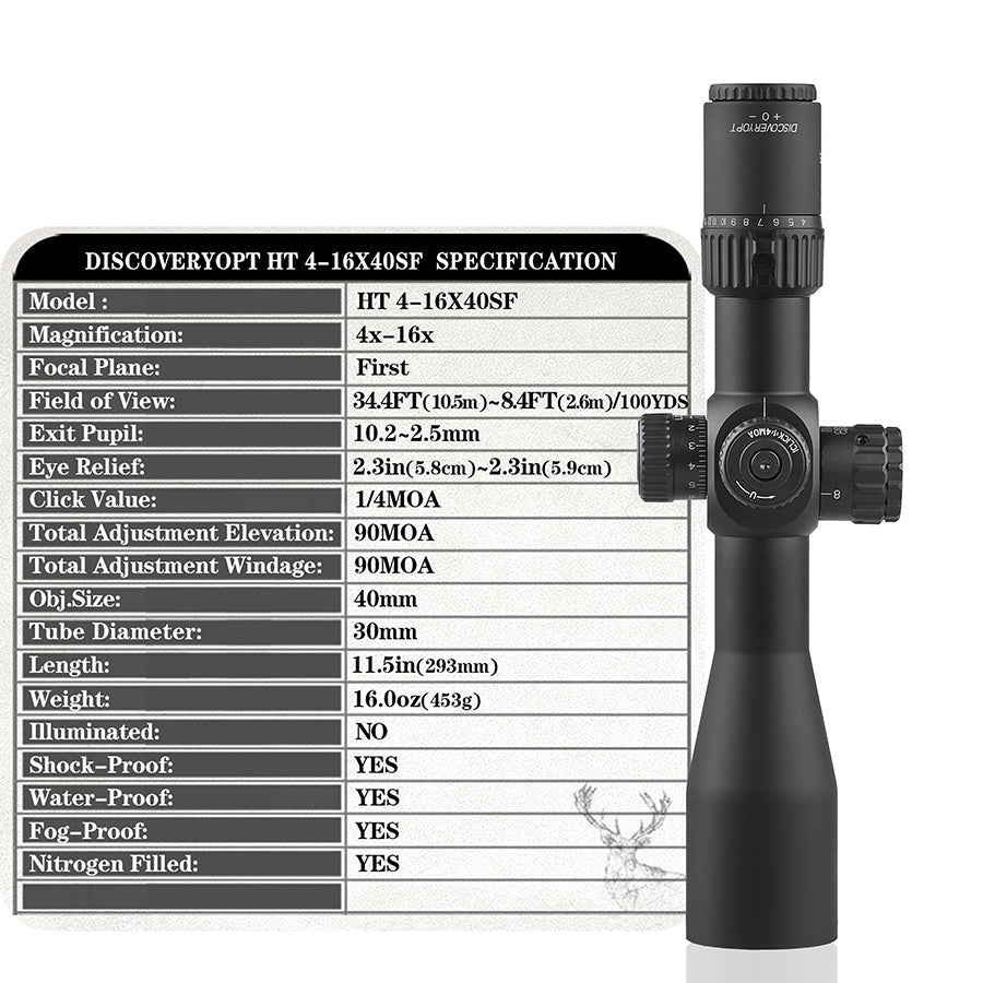 Discovery riflescope HT 4-16X40SF FFP for airgun hunting