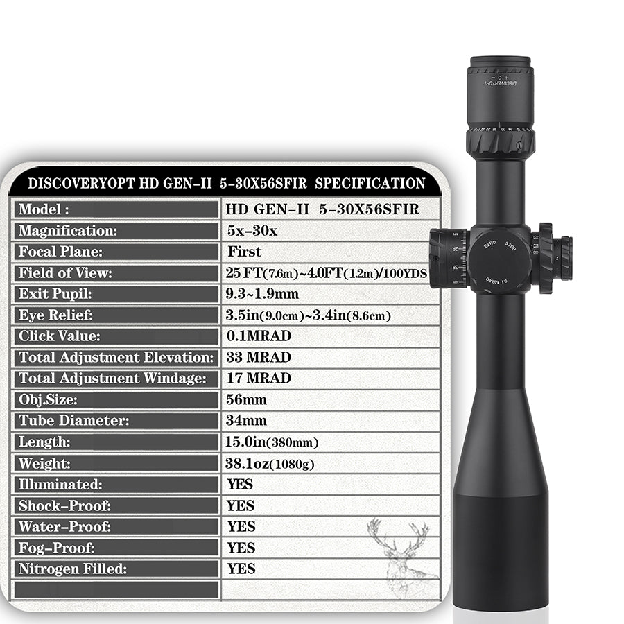 New High Quality Optics Gun Riflescope Sights HD 5-30X56SFIR FFP