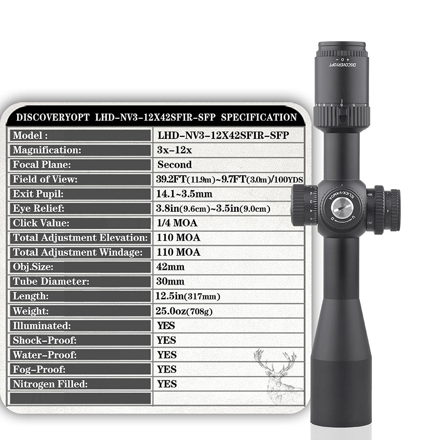 LHD-NV 3-12X42SFIR fit for night vision hunting riflescope