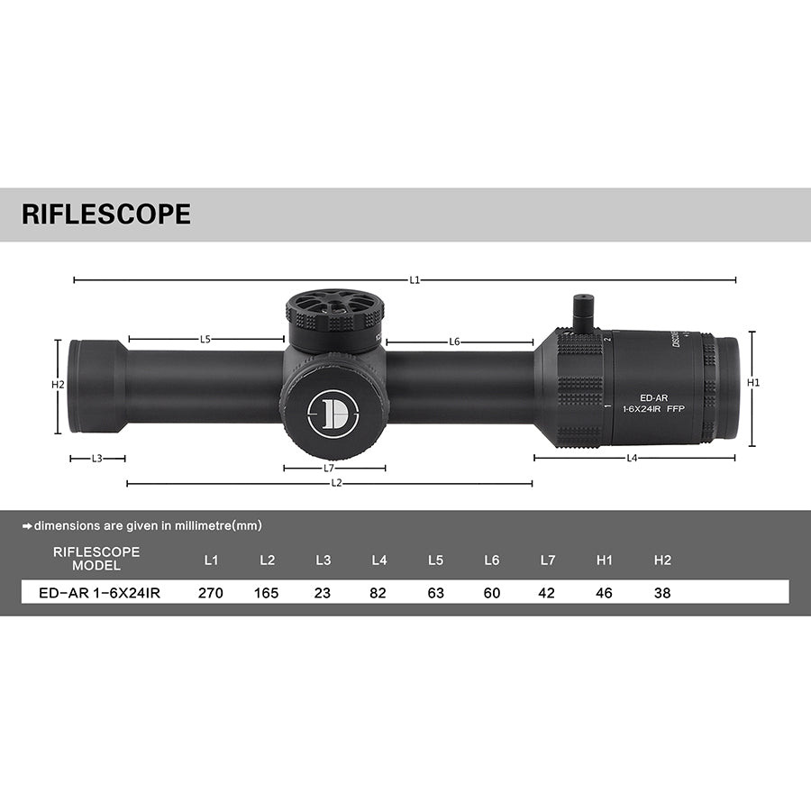 Riflescope Discovery ED-AR 1-6X24IR for hunting Gun sight sort range scope