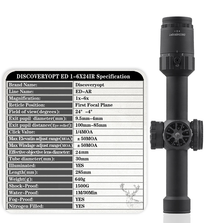 Riflescope Discovery ED-AR 1-6X24IR for hunting Gun sight sort range scope